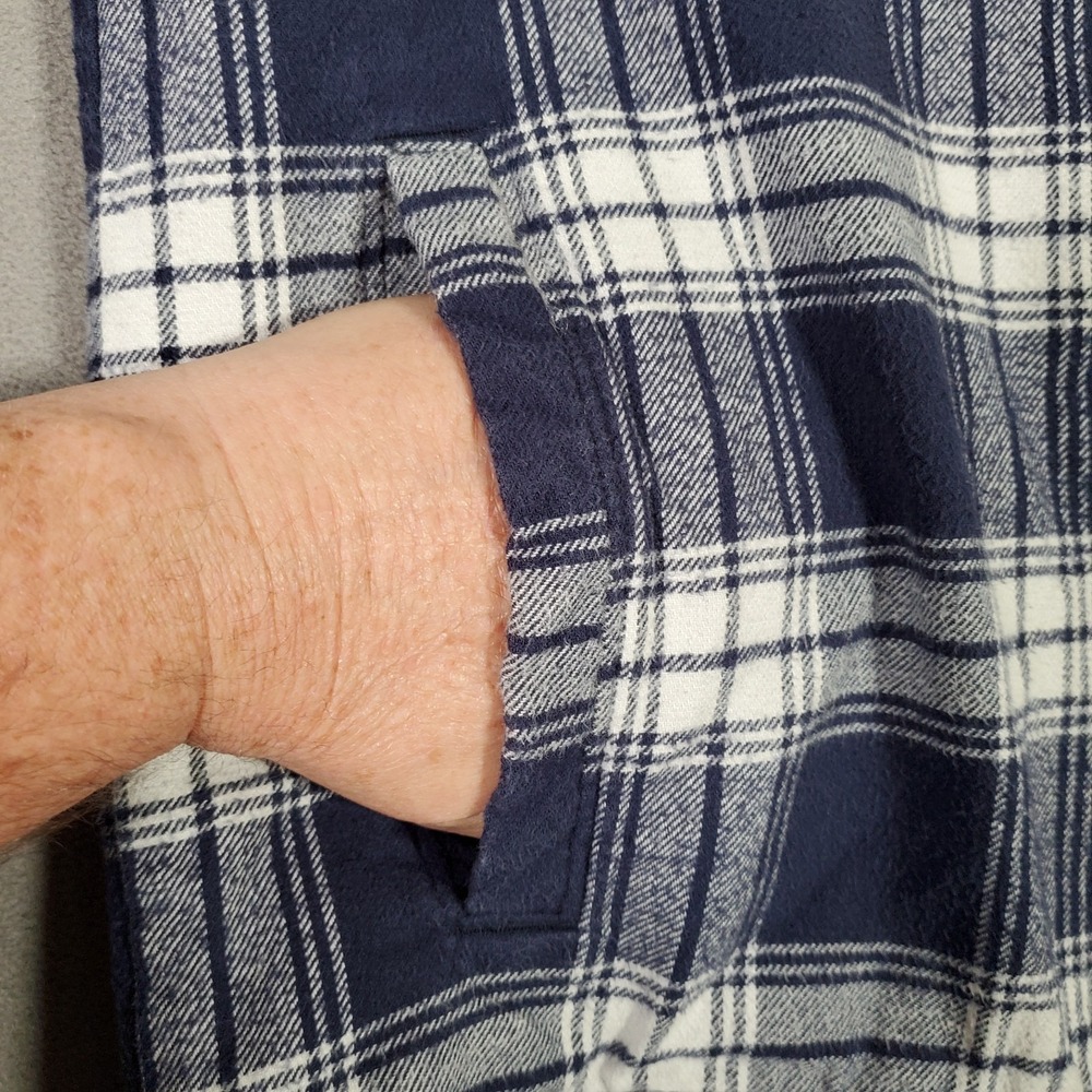 Hollister Shacket Mens S Blue Plaid Hooded Stitched Sherpa Lined Snap Grunge Y2K - Picture 6 of 11
